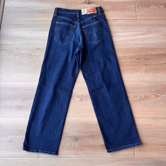 NWT Levi’s Women’s Ribcage Ankle Straight Dark Distressed Jeans Size 26 - Picture 5 of 8